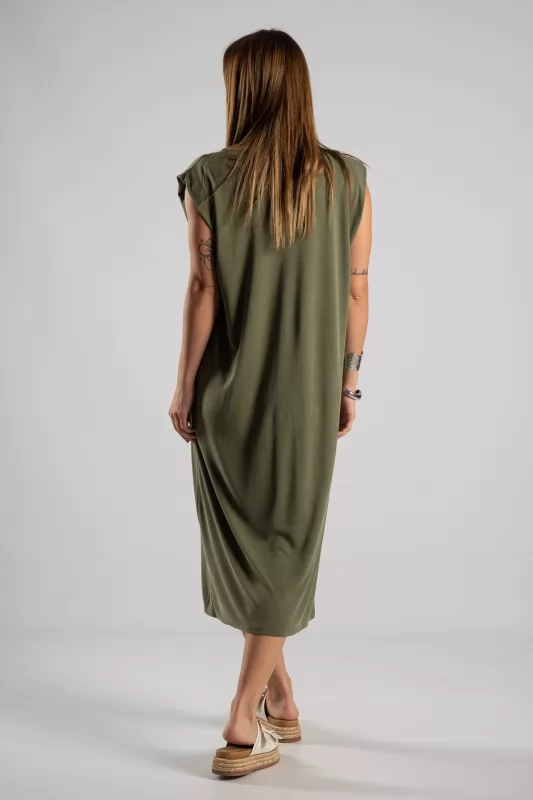 Φόρεμα Αμάνικο Rib Midi