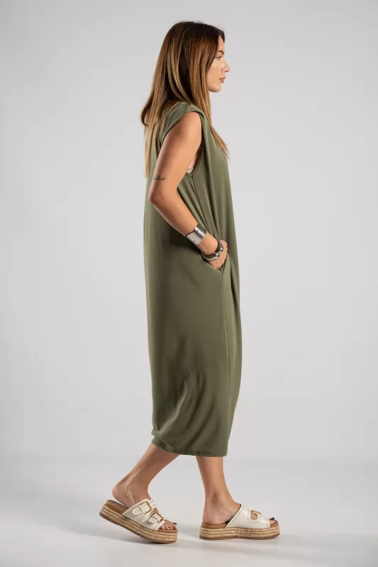 Φόρεμα Αμάνικο Rib Midi