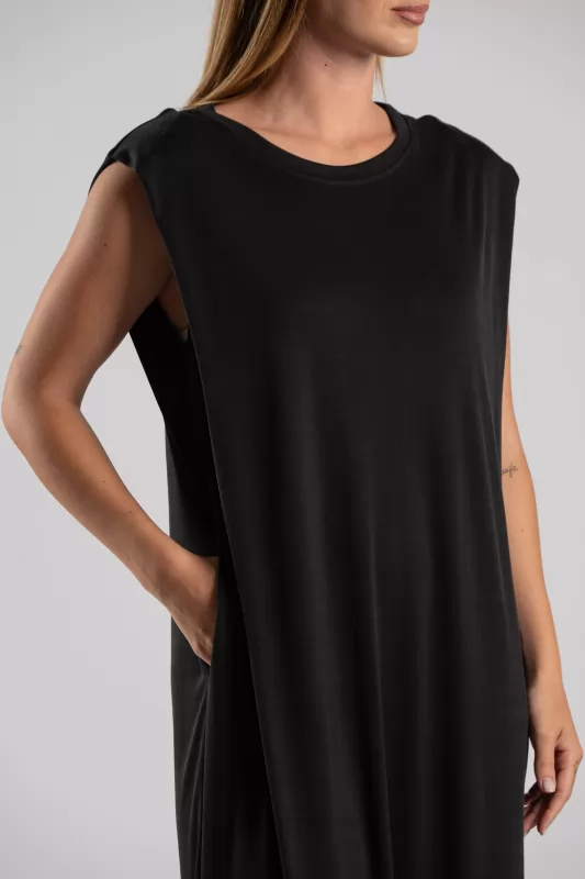 Φόρεμα Αμάνικο Rib Midi