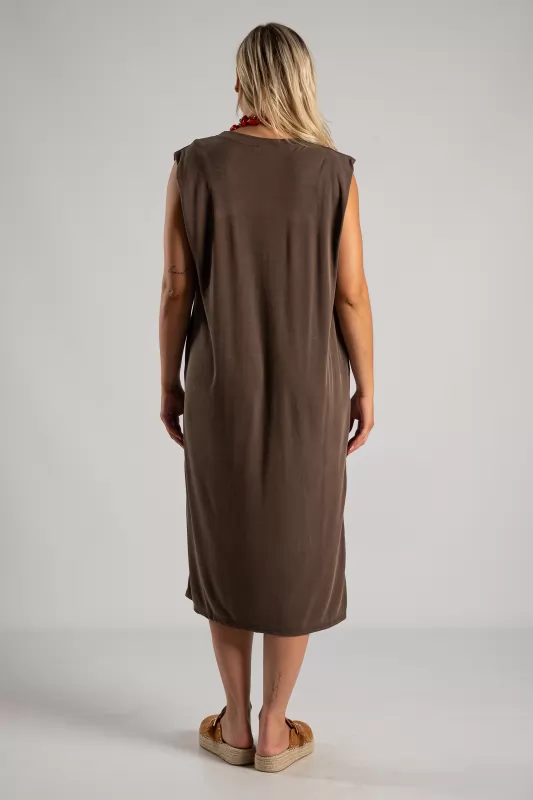 Φόρεμα Αμάνικο Rib Midi