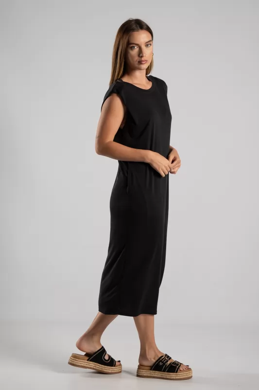 Φόρεμα Αμάνικο Rib Midi