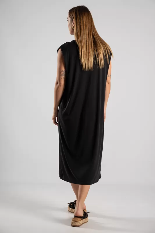 Φόρεμα Αμάνικο Rib Midi