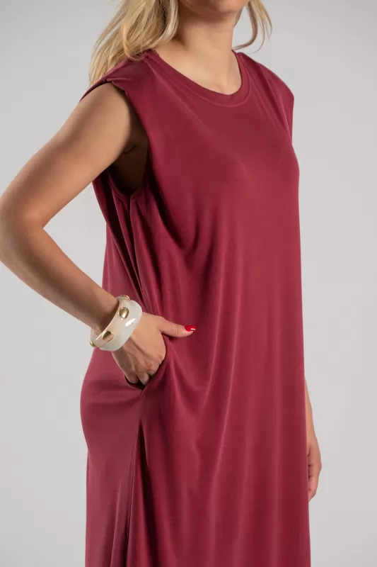 Φόρεμα Αμάνικο Rib Midi