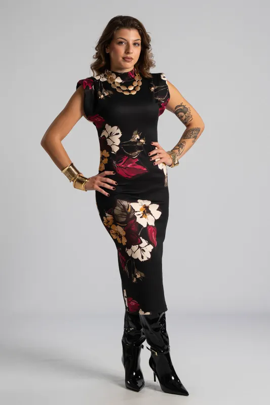 Dress Sleeveless with Padded Shoulders