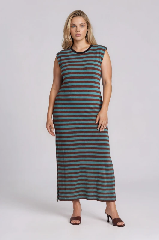 Dress Sleeveless Shoulder-pads Lurex 
