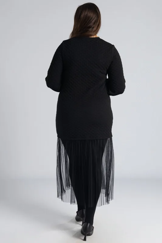 Φόρεμα Ανάγλυφο Σχέδιο Τούλινο Τελείωμα