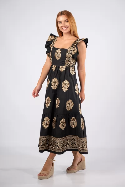 Φόρεμα Aphroditi Βολάν Μαύρο