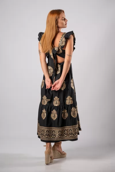 Φόρεμα Aphroditi Βολάν Μαύρο