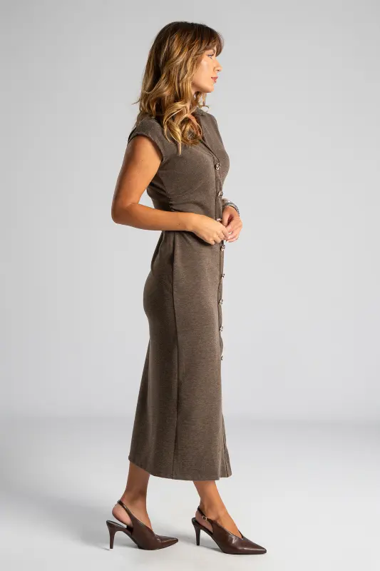 Dress Bodycon Neckline Button 