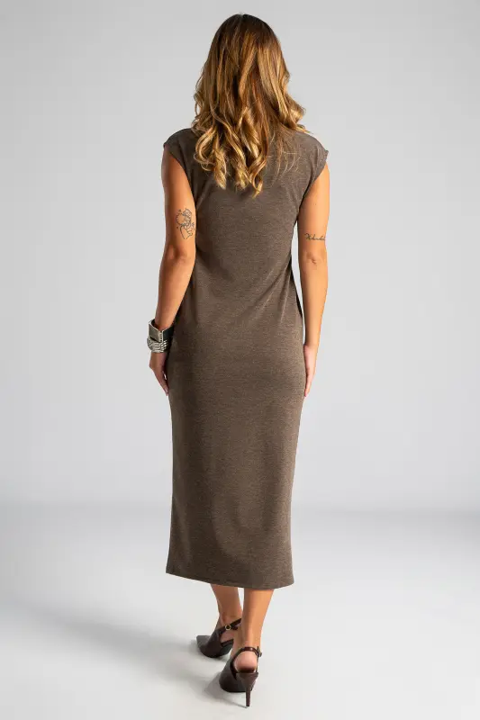 Dress Bodycon Neckline Button 