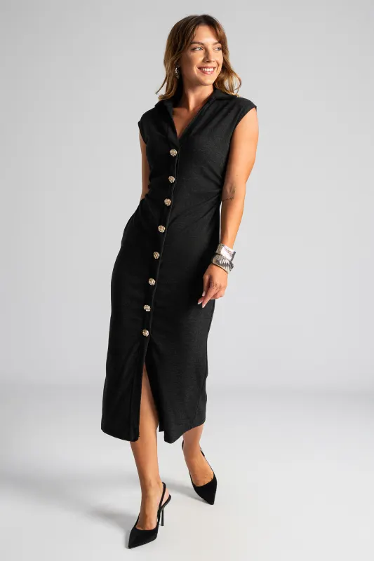 Φόρεμα Bodycon Γιακά Κουμπιά