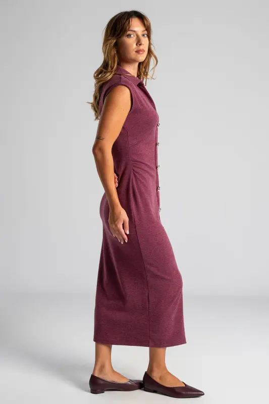 Dress Bodycon Neckline Button 
