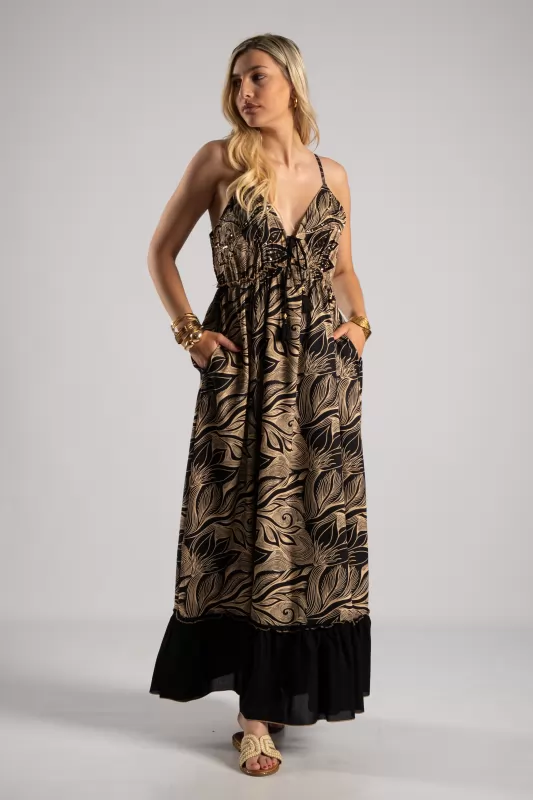 Φόρεμα Boho Παγιέτα Midnight Bloom
