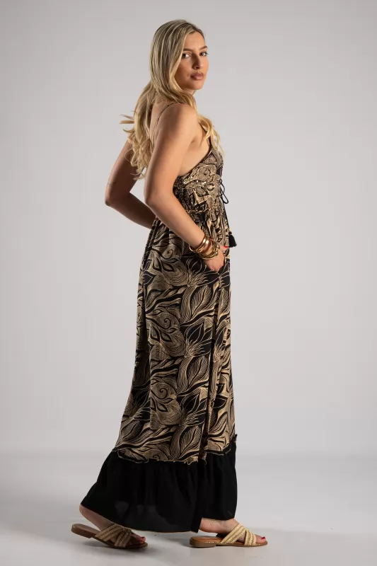 Φόρεμα Boho Παγιέτα Midnight Bloom