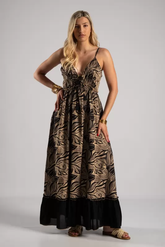 Φόρεμα Boho Παγιέτα Midnight Bloom