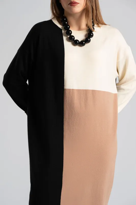 Color Blocking Midi Dress 