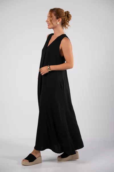 Φόρεμα Crep Αμάνικο Μαύρο