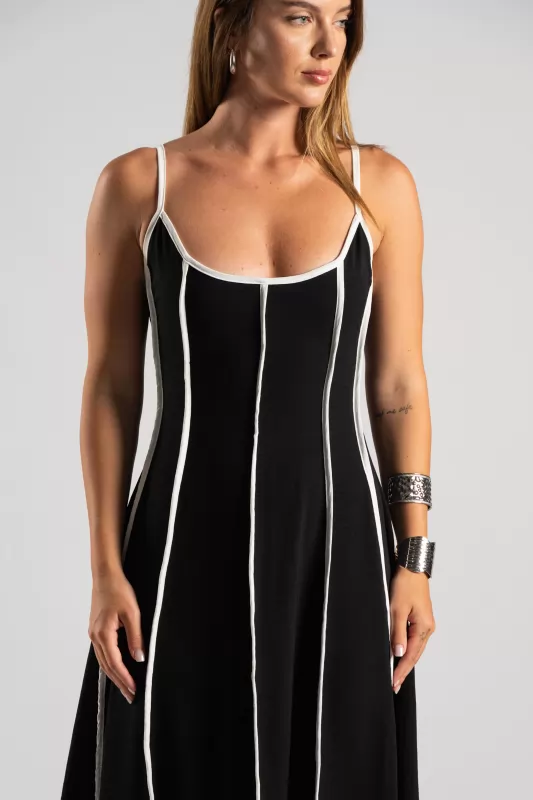 Φόρεμα Crep Maxi Ρίγες