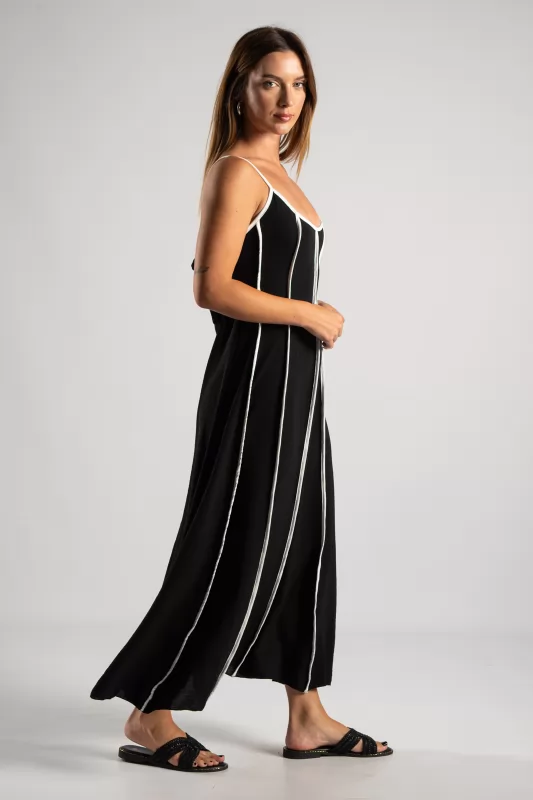 Φόρεμα Crep Maxi Ρίγες