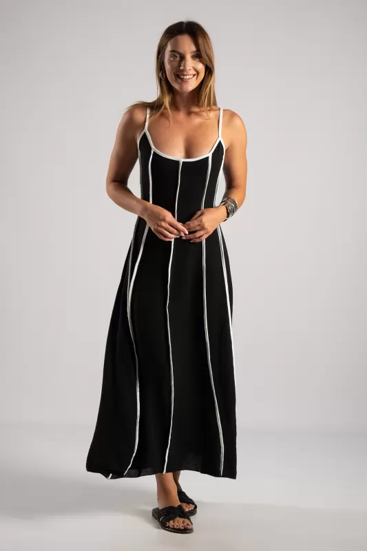 Φόρεμα Crep Maxi Ρίγες