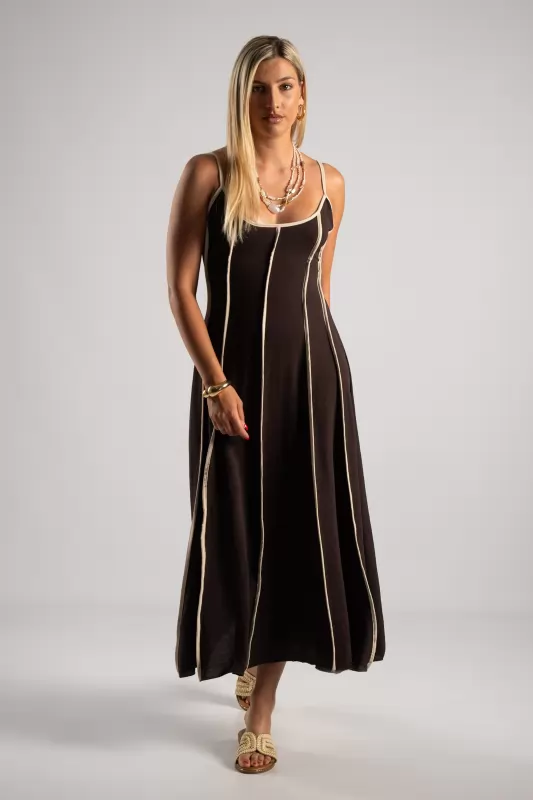 Φόρεμα Crep Maxi Ρίγες
