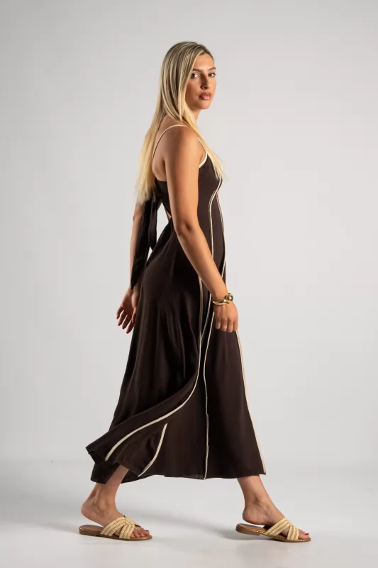 Φόρεμα Crep Maxi Ρίγες