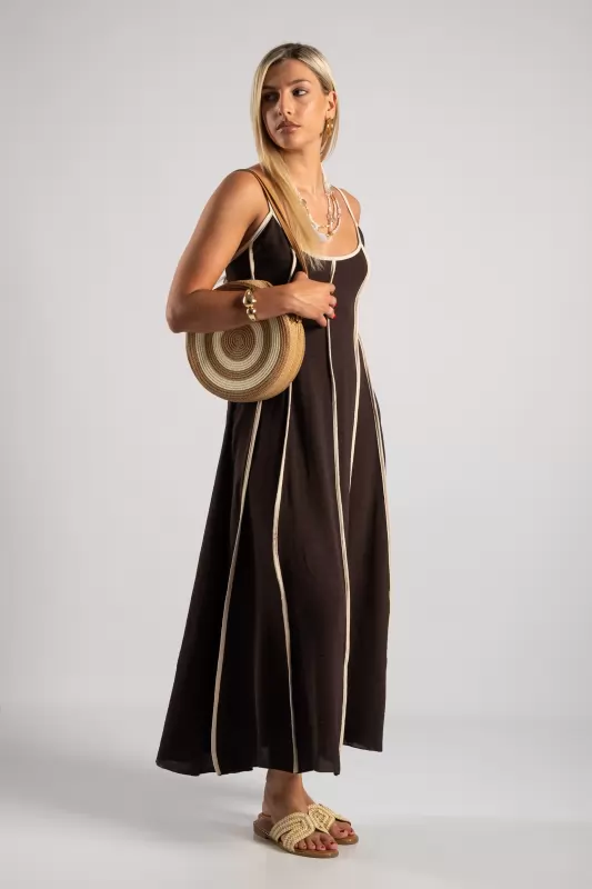 Φόρεμα Crep Maxi Ρίγες