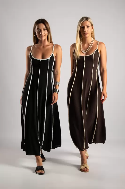 Φόρεμα Crep Maxi Ρίγες