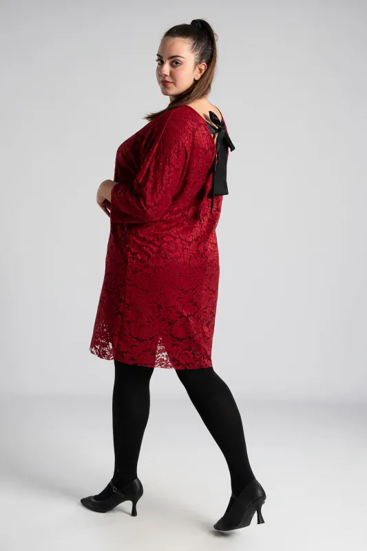 Φόρεμα Δαντέλα Φιόγκος Πλάτη