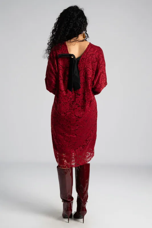 Φόρεμα Δαντέλα Φιόγκος Πλάτη