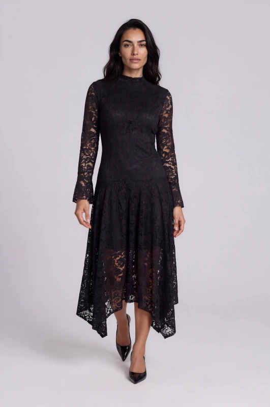 Dress Lace Asymmetrical with Belt