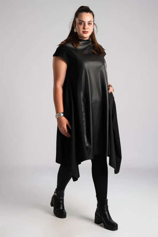 Φόρεμα Διπλή Υφή Ασύμμετρο