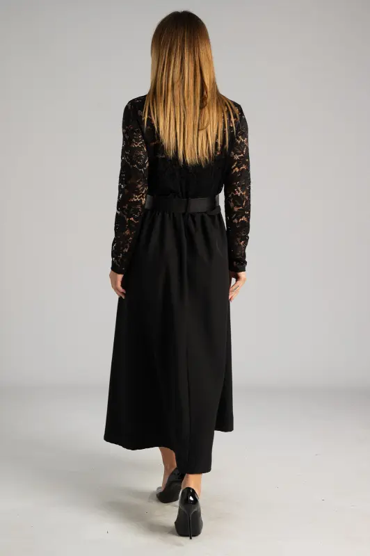 Φόρεμα Διπλή Υφή Δαντέλα