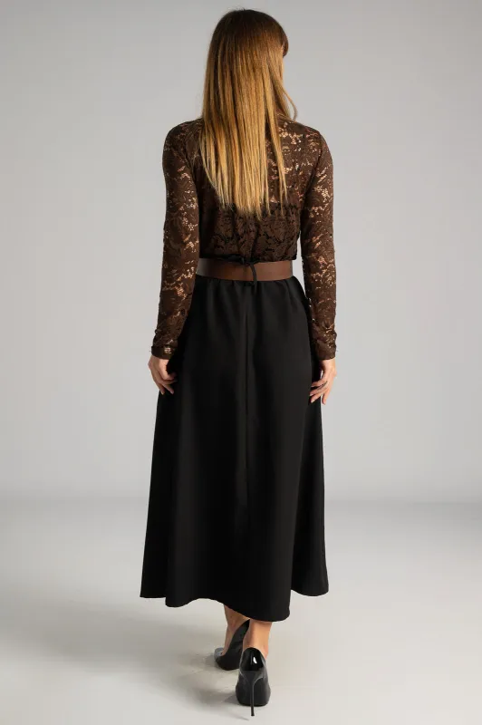 Φόρεμα Διπλή Υφή Δαντέλα