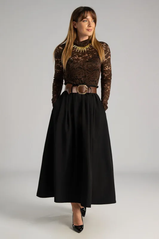 Φόρεμα Διπλή Υφή Δαντέλα