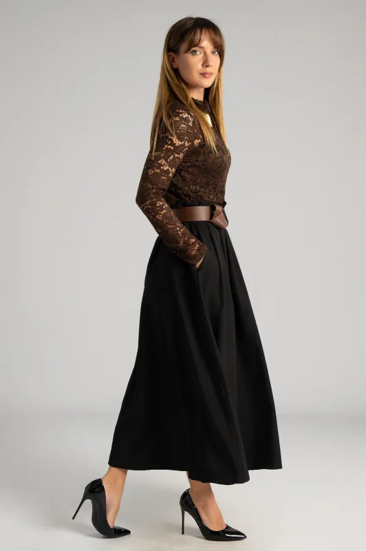 Φόρεμα Διπλή Υφή Δαντέλα