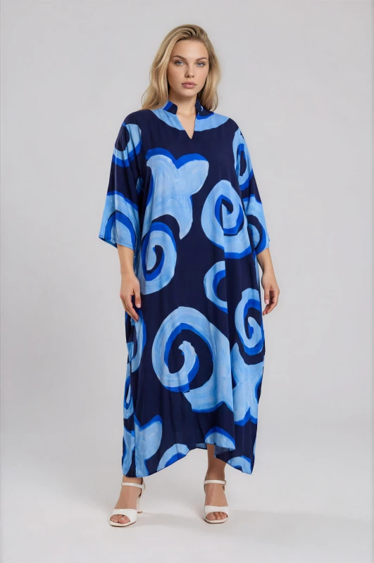 Mao Collar Embroidered Dress 