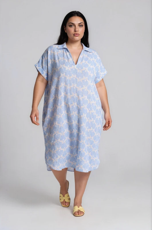 Embroidered Cotton Dress Pockets 