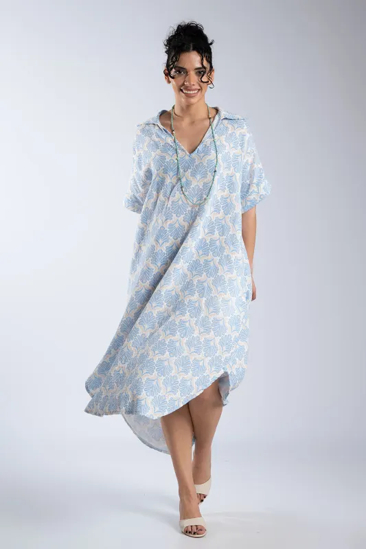 Embroidered Cotton Dress Pockets 