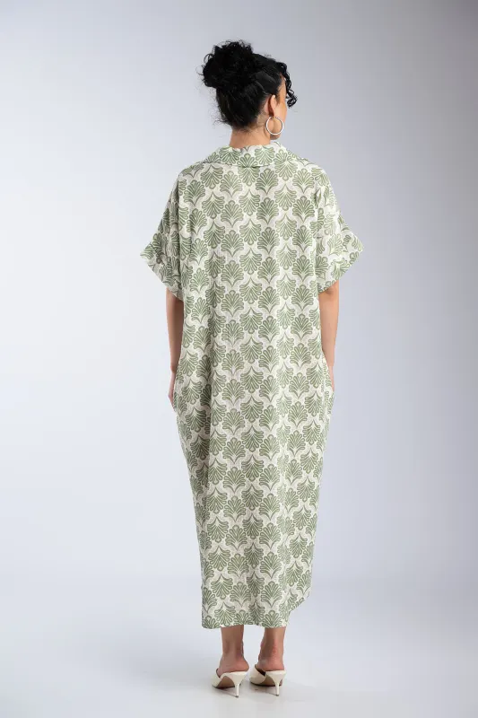 Embroidered Cotton Dress Pockets 