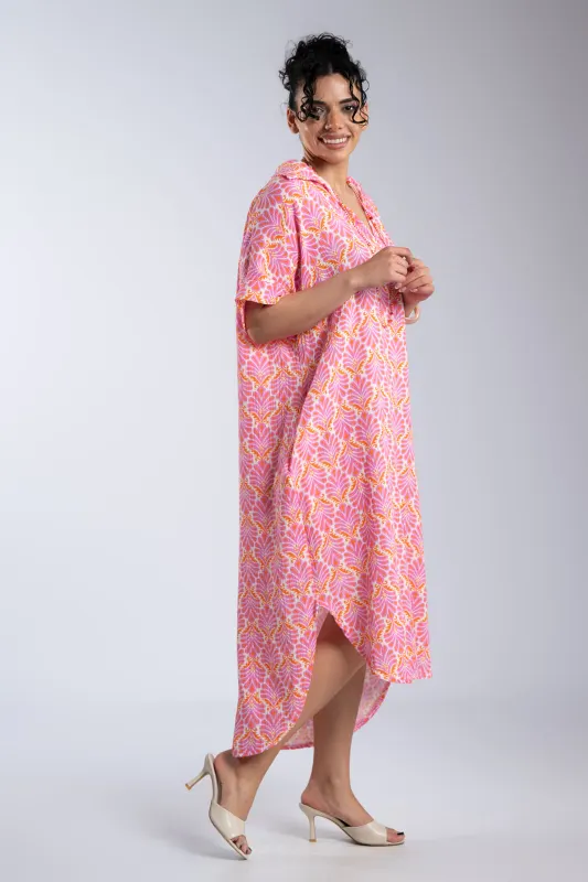 Embroidered Cotton Dress Pockets 