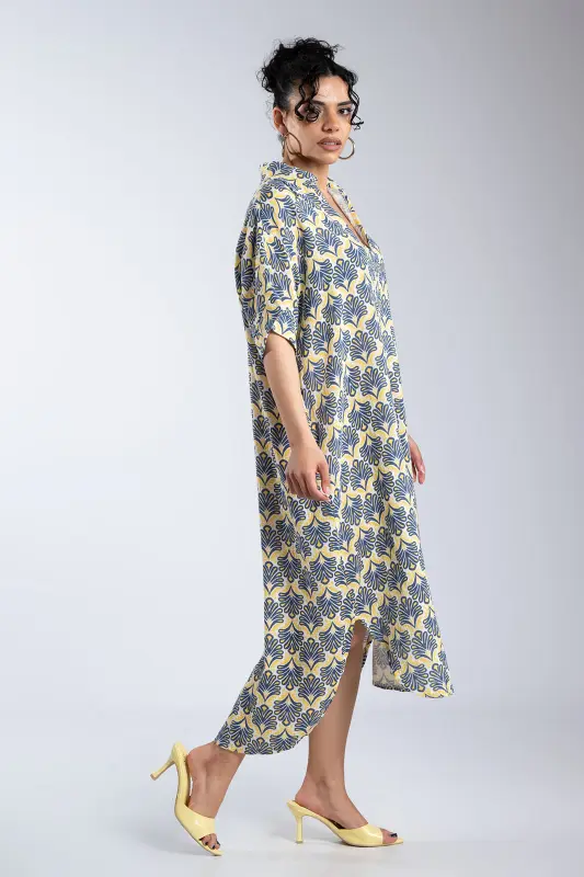 Embroidered Cotton Dress Pockets 