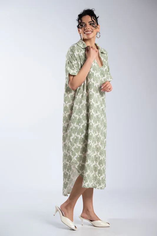Embroidered Cotton Dress Pockets 