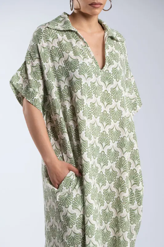 Embroidered Cotton Dress Pockets 