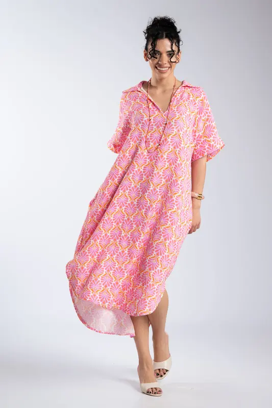 Φόρεμα Εμπριμέ Βαμβακερό Τσέπες