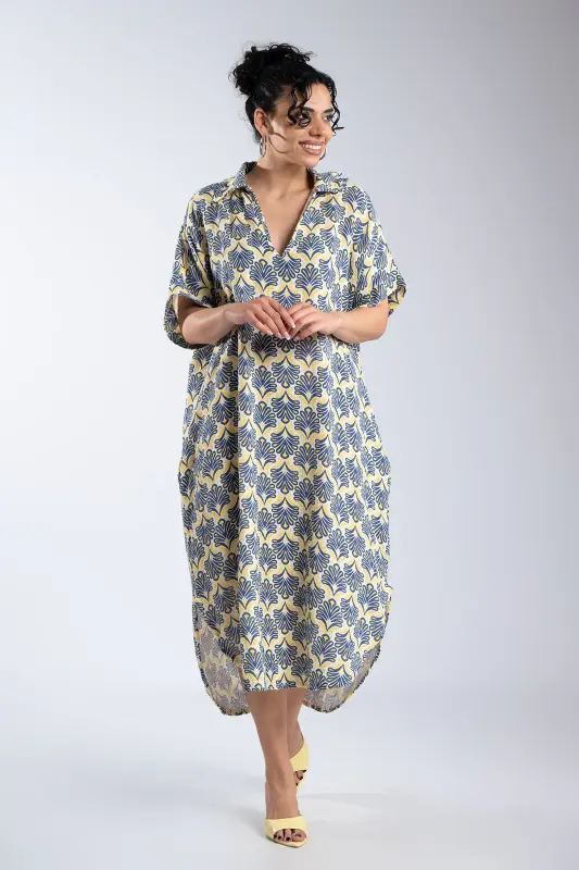 Φόρεμα Εμπριμέ Βαμβακερό Τσέπες