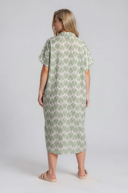 Embroidered Cotton Dress Pockets 
