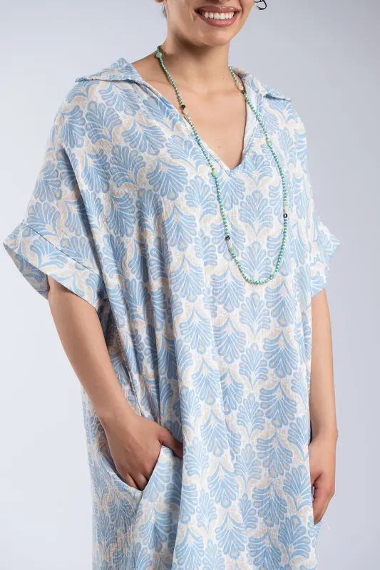 Embroidered Cotton Dress Pockets 