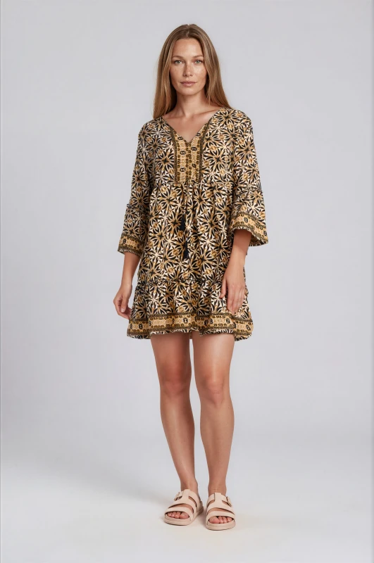 Dress Embroidered Gold Details 
