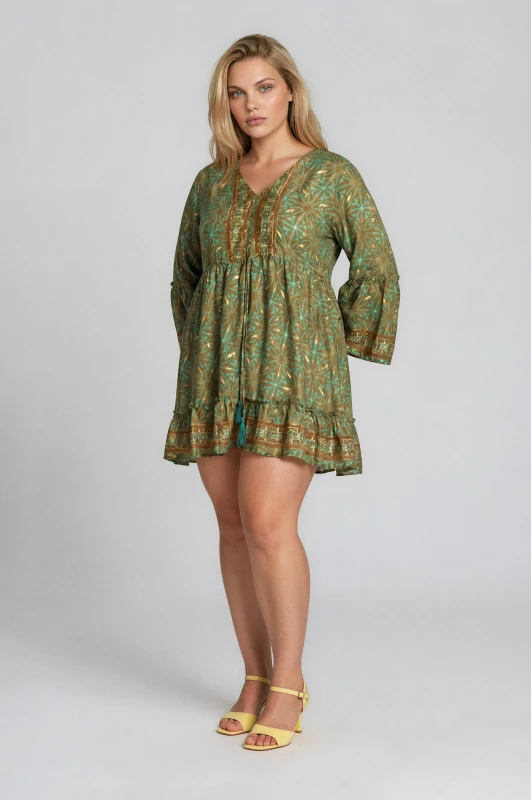 Dress Embroidered Gold Details 